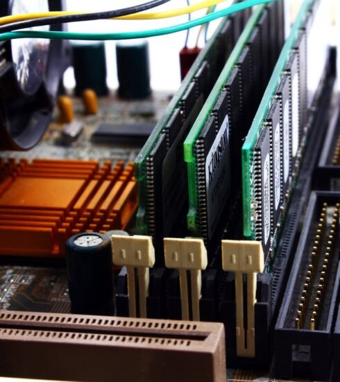 black and gray computer motherboard