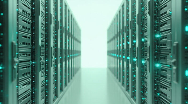 Pasillo simetrico entre dos filas de racks de servidores